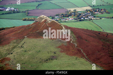 Vue aérienne de Roseberry Topping près de Great Ayton, Yorkshire, UK Banque D'Images