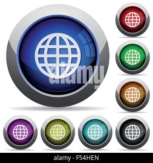 Ensemble de boutons ronds globe brillant. La structure de la couche organisé. Illustration de Vecteur