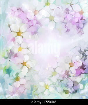 Blanc peinture à l'huile, sakura cherry blossom flowers Banque D'Images