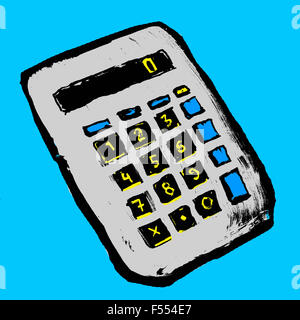 Illustration de calculatrice contre fond bleu Banque D'Images