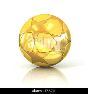 Golden foot - ballon de soccer avec étoile et isolated on white Banque D'Images