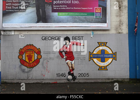 Belfast, Irlande du Nord : fresque loyaliste dédié à George Best in Sandy Row Banque D'Images