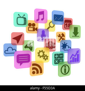 Les icônes des applications - concept 3d Banque D'Images