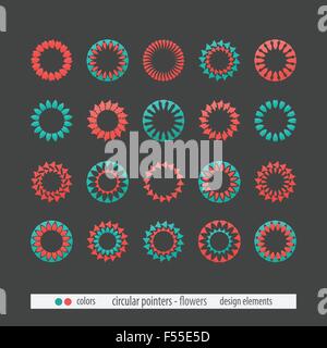 Ensemble de pointeurs circulaire, fleurs et bien inspiré d'icônes isolé sur fond gris. vector web design logo et éléments Illustration de Vecteur