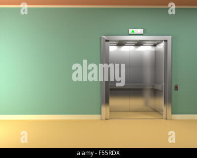 Image 3D d'ouvrir les portes de l'élévateur classique Banque D'Images