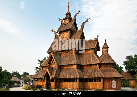 Un grand réplique de la Gol (Hallingdal) Église, construite au milieu du 1200s à Gol, Norvège. Banque D'Images