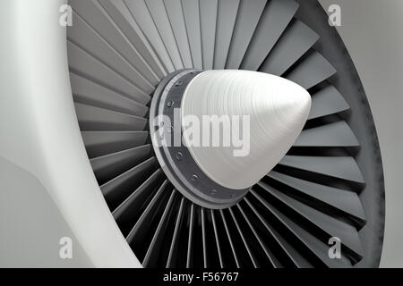 Les aubes de turbine, moteur à réaction de l'avion, 3d illustration Banque D'Images