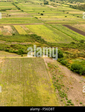 Une vue aérienne de la vallée de Tlacolula situé à côté de Yagul archaeological site, Oaxaca, Mexique. Banque D'Images