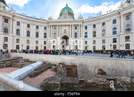 Vienne, Autriche - 27 septembre 2015 : ruine de l'ancien camp militaire romain Vindobona dans règlement celtique sur Michaelerplatz squar Banque D'Images
