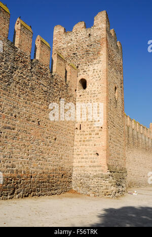 Este est une commune italienne de la Province de Padoue, dans la région de Vénétie en Italie du nord. Les murs de la Carrare château, il construit autour de 1339 sur les cendres du château Estense. Les murs forment un polygone entouré de tours à intervalles réguliers. Aujourd'hui l'intérieur du château est utilisé comme un jardin. Banque D'Images