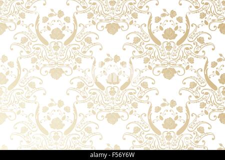 Seamless damassé motif floral doré - Vintage vector illustration eps10 Illustration de Vecteur