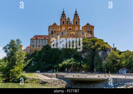 Abbaye de Melk, une abbaye bénédictine au-dessus de la ville de Melk, Basse Autriche, Autriche. Banque D'Images