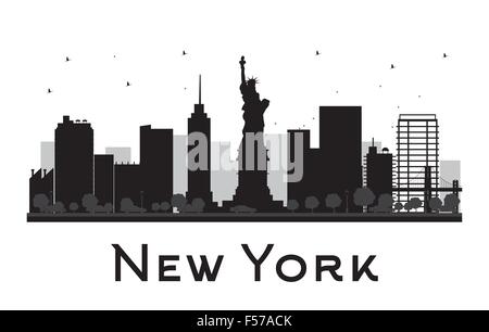 New York City skyline silhouette noir et blanc. Vector illustration. Concept pour le tourisme présentation, bannière, un placard ou web Illustration de Vecteur