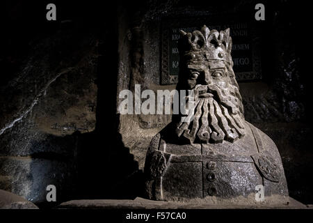 Kazmierz King III statue dans la mine de sel de Wieliczka en Pologne Banque D'Images