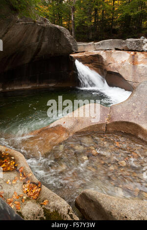 Le bassin et cascade, une structure géologique, Franconia Notch State Park, New Hampshire, New England USA Banque D'Images