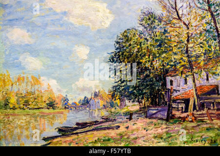 'Moret : les rives de la rivière Loing' par Alfred Sisley Banque D'Images