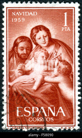 Espagne - circa 1959 : timbre-poste imprimé en Espagne, voir Sainte Famille, de Goya, circa 1959 Banque D'Images