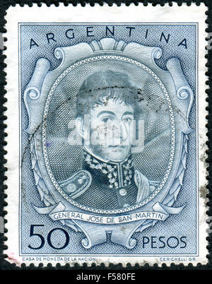 Argentine - VERS 1955 : timbre imprimé dans l'Argentine, présente un héros national, Jose de San Martin, vers 1955 Banque D'Images