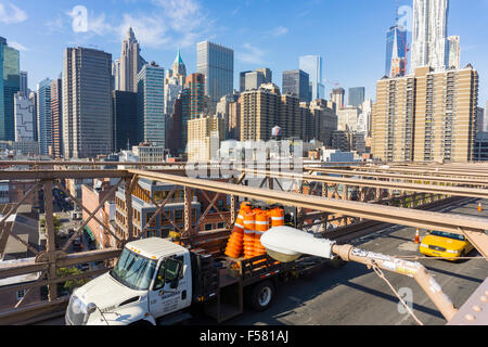 Port avec bateaux à Battery Park New York Banque D'Images