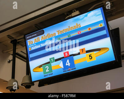 Airtrain Information Route Map Sign, John F. Kennedy International Airport, New York, États-Unis Banque D'Images