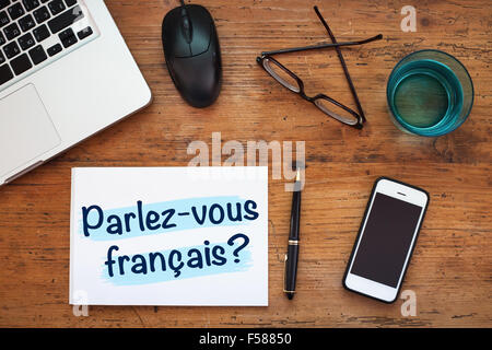 L'apprentissage du français concept, est-ce que vous parlez français Banque D'Images