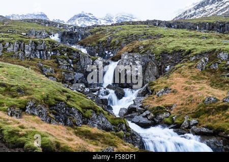 Cascade de l'islandaise matin d'hiver brumeux Banque D'Images