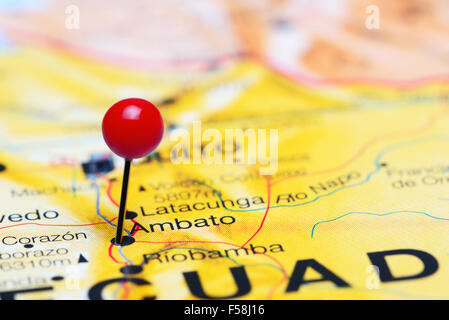 Ambato épinglée sur une carte d'Amérique Banque D'Images