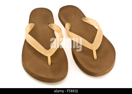 Paire de sandales en caoutchouc flip flop isolated on white Banque D'Images