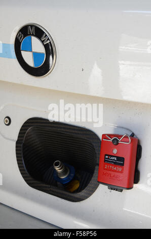 Pour l'enregistrement des temps au tour de transpondeur et de prise d'air sur BMW M235i à Zolder, Belgique circuit de course Banque D'Images