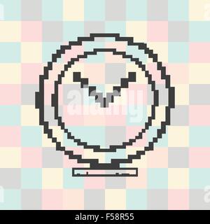 Icône pixel vectoriel réveil sur un fond carré Illustration de Vecteur