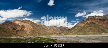 L'Inde, l'Himachal Pradesh, Losar, rivière Spiti valley, vue panoramique Banque D'Images