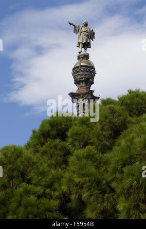 Le monument de Christophe Colomb à Barcelone Banque D'Images