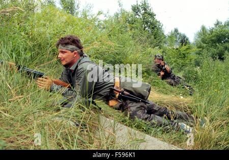 Guerre en ex-Yougoslavie, la milice slovène au cours de la guerre d'indépendance de juillet 1991 Banque D'Images