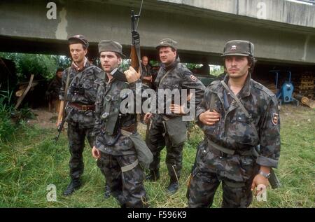 Guerre en ex-Yougoslavie, la milice slovène au cours de la guerre d'indépendance de juillet 1991 Banque D'Images
