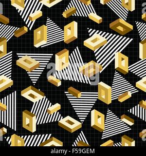 Retro Vintage 80s 3d fashion style modèle transparent en plaqués or métallique de couleur. Idéal pour la carte de vœux, papier et web Illustration de Vecteur