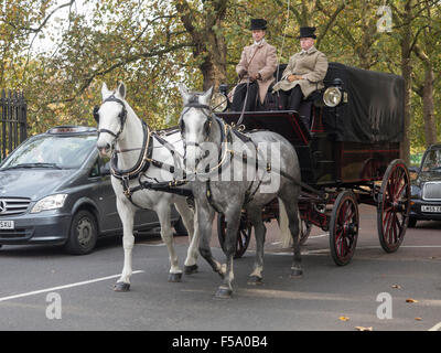 Un cheval et un chariot sur la cage à pied près de Buckingham Palace au centre de Londres Banque D'Images