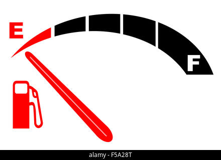 Une jauge de carburant automobile montrant vide Banque D'Images