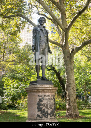 Statue de Nathan Hale dans City Hall Park, NYC Banque D'Images