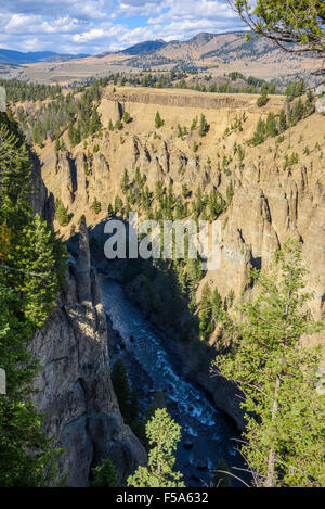 Les cheminées, les Narrows, rivière Yellowstone, le Parc National de Yellowstone, Wyoming, USA Banque D'Images