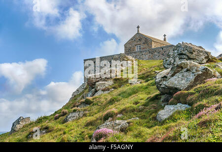 Ancienne Chapelle de St Nicholas à la péninsule de l'île, St Ives, Cornwall, England, UK Banque D'Images