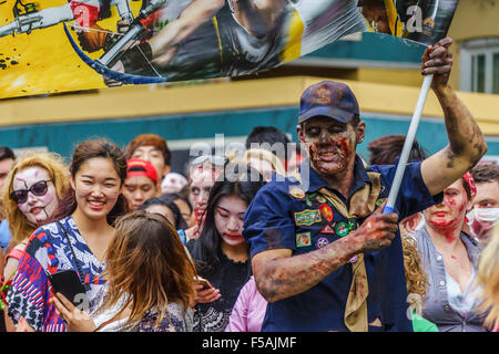 Sydney Zombie Walk sensibilise pour la fondation du cerveau. Halloween, 2015. Banque D'Images