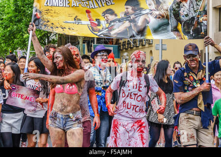 Sydney Zombie Walk sensibilise pour la fondation du cerveau. Octobre, 2015. Banque D'Images