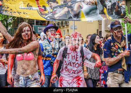 Sydney Zombie Walk sensibilise pour la fondation du cerveau. Halloween, 2015. Banque D'Images