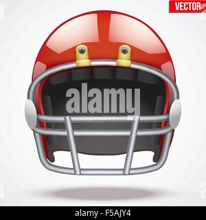 Casque football américain rouge réaliste. Vue de face. Vector Illustration de Vecteur