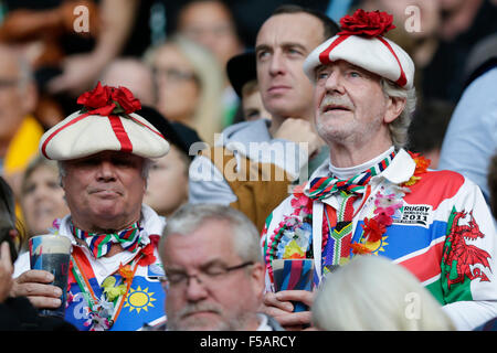 Twickenham, London, UK. 31 octobre, 2015. Finale de la Coupe du Monde de Rugby. La NOUVELLE ZELANDE et l'Australie. Fans de couleur à l'Action © jeu Plus Sport/Alamy Live News Banque D'Images