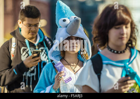 Barcelone, Catalogne, Espagne. 31 octobre, 2015. Les cosplayeurs dans leurs costumes assister au 21ème Manga de Barcelone © Matthias Rickenbach/ZUMA/Alamy Fil Live News Banque D'Images