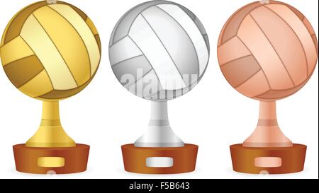 Trophée de volley-ball situé sur fond blanc. Vector illustration. Illustration de Vecteur