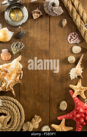 Texture seashell sur fond de bois Banque D'Images