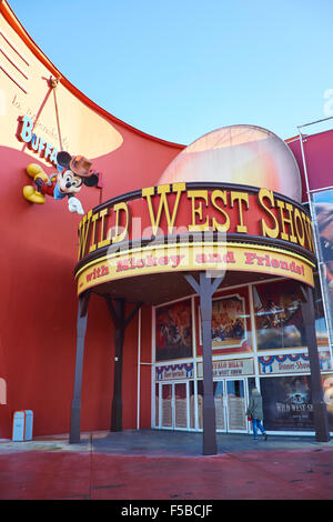 Entrée de Buffalo Bill's Wild West Show dans le Disney Village, Disneyland Paris Marne-la-Vallée Chessy France Banque D'Images