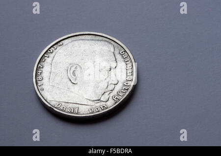 Pièces allemand Hindenburg, pièce d'argent Banque D'Images